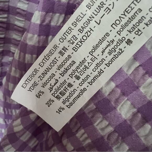 Zara Women's Blogger Style Lilac Gingham Pattern Rushed Side  Mini Dress Sz L - Picture 10 of 16